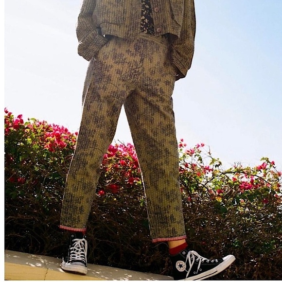 Kimchi Blue Pants - Kimchi Blue Flared Corduroy Pants, Olive Army Green, Size M